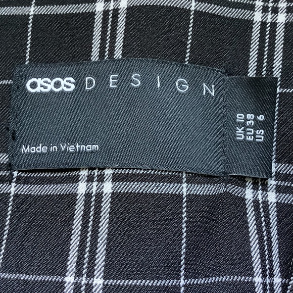 ASOS Design Black and White Windowpane Blazer Jacket Size 6 Oversized 1 Button - Picture 9 of 9